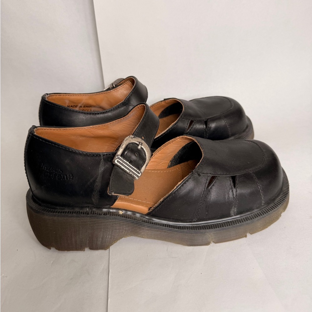 Dr. Martens Mary Jane Shoes Made in England Black Leather Chunky Sole Size 5 - Picture 2 of 8